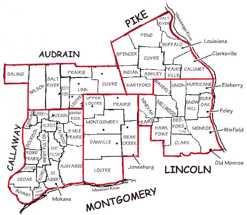 Lincoln & Neighboring Counties with Townships